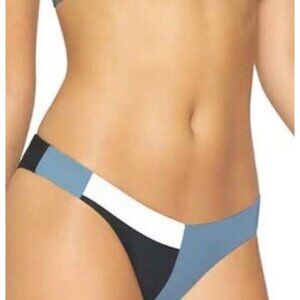 NWOT PIlyq Sky Blue S Color Block Cheeky Scoop Bikini Swim Bottom #108037
